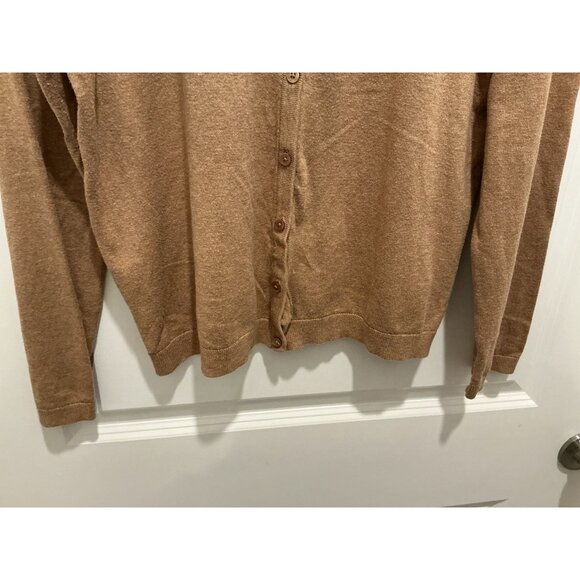 Talbots Classic Crew Neck Cardigan XL Camel Button Front Long Sleeve - Picture 4 of 8